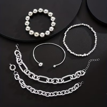 5pc Chunky Stack Bracelet Set