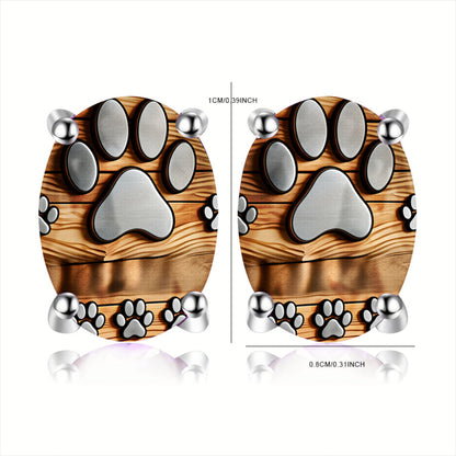 Wooden Paw Stud Earrings