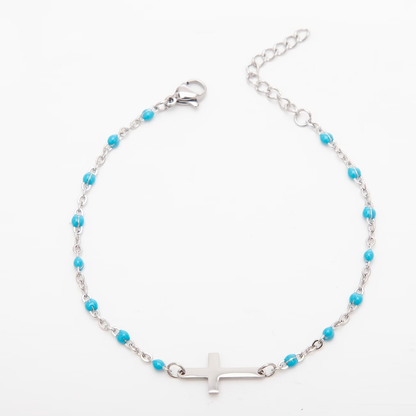 Turquoise Cross Beaded Necklace