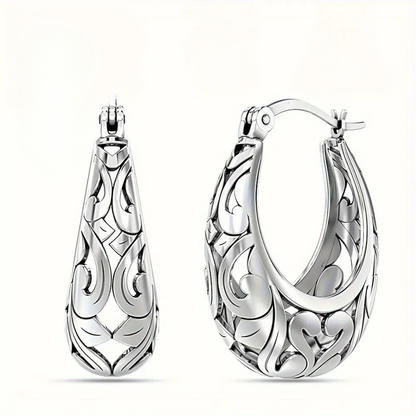 Silver Dangle Hoop Earrings