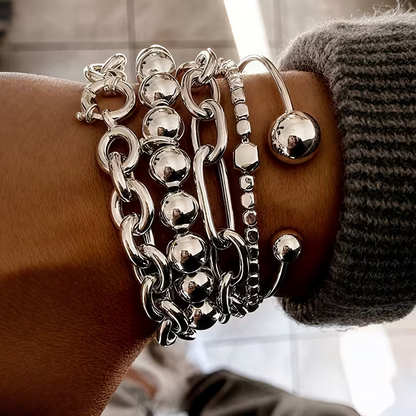 5pc Chunky Stack Bracelet Set