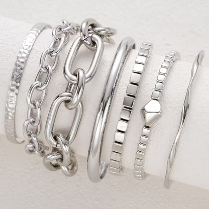 7pc Chunky Stackable Bracelet Set