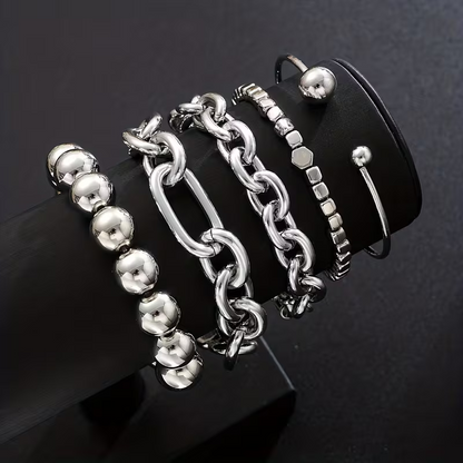 5pc Chunky Stack Bracelet Set