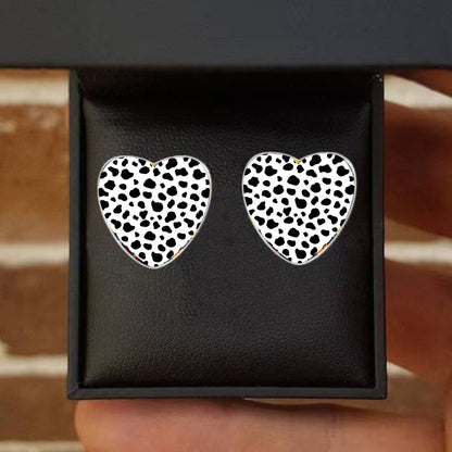 Cow Print Heart Earrings