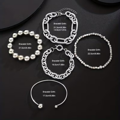 5pc Chunky Stack Bracelet Set