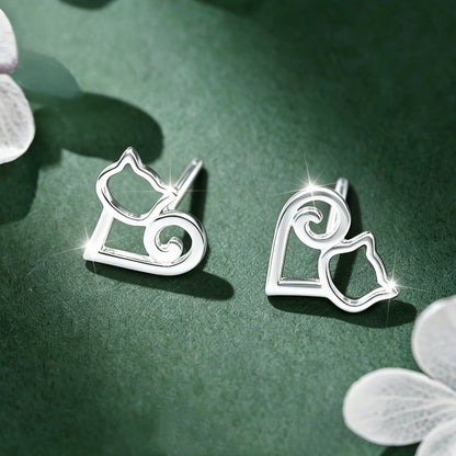 Curled Tail Cat Stud Earrings