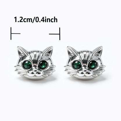 Green Eye Cat Stud Earrings