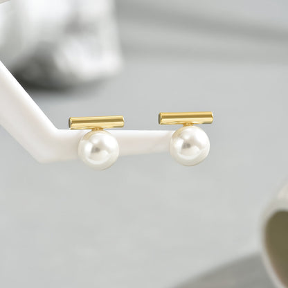 Pearl Bar Stud Earrings