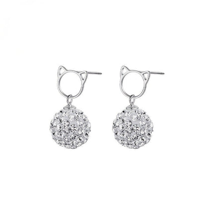Crystal Cat Drop Earrings