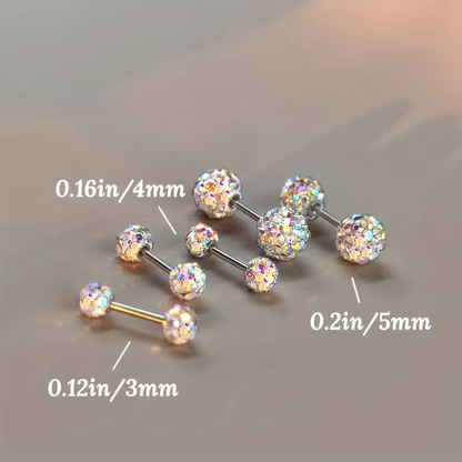 Rainbow Crystal Ball Stud Earrings