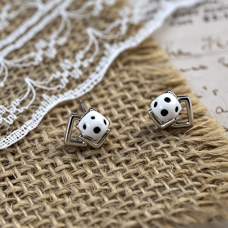 Geometric Soccer Stud Earrings