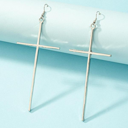 Minimal Exaggerated Cross Earrings