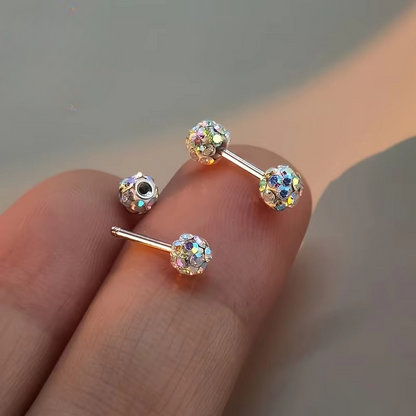 Rainbow Crystal Ball Stud Earrings