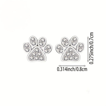 Crystal Paw Stud Earrings