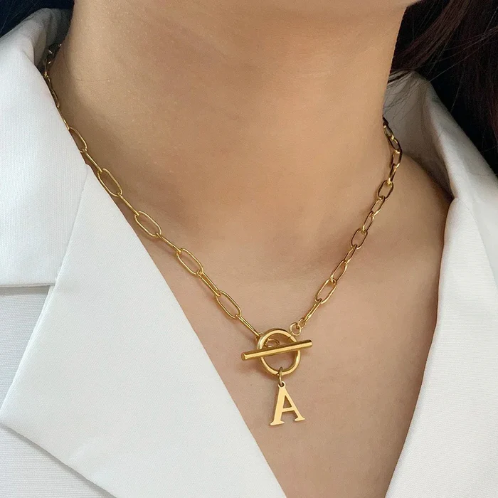 Paperclip Letter Initial Necklace