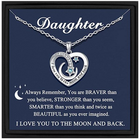To My Daughter Star & Moon Necklace
