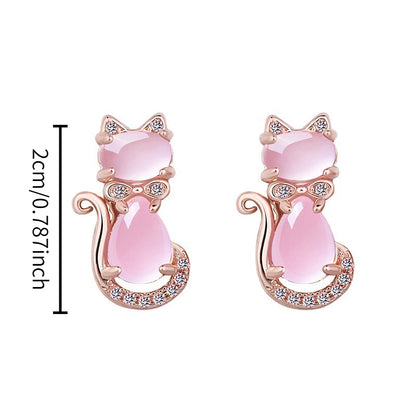 Pink Cat Stud Earrings