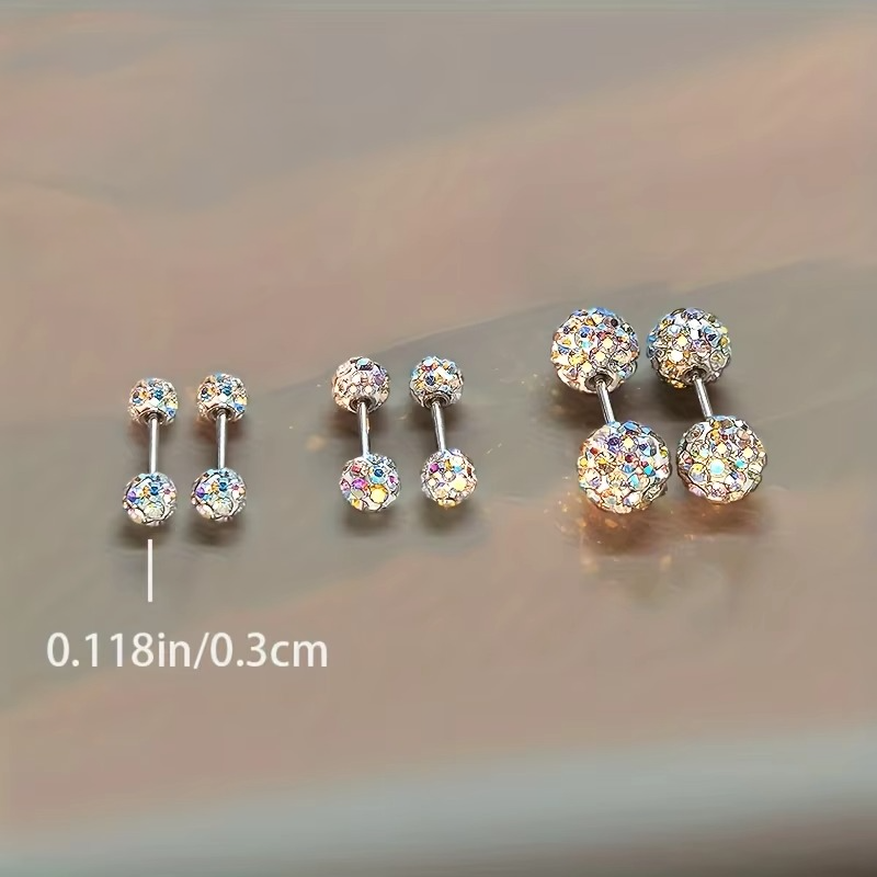 Rainbow Crystal Ball Stud Earrings