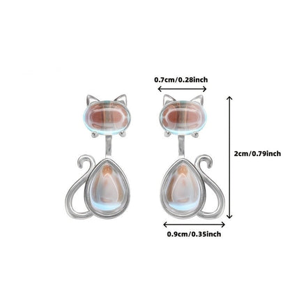 Iridescent Cat Drop Earrings