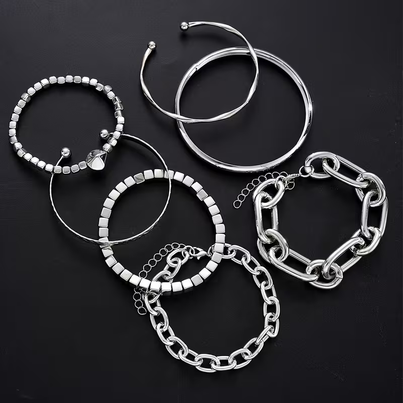 7pc Chunky Stackable Bracelet Set