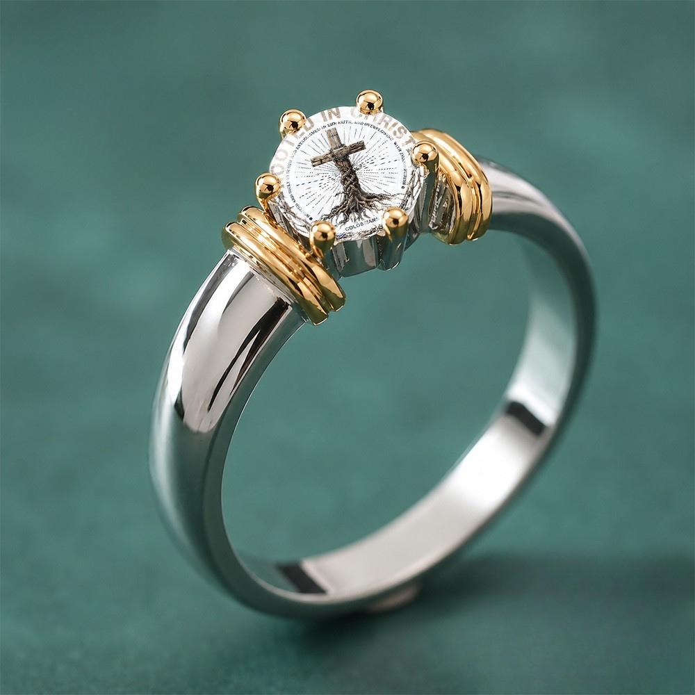 Cross Tree Root Grooved Ring