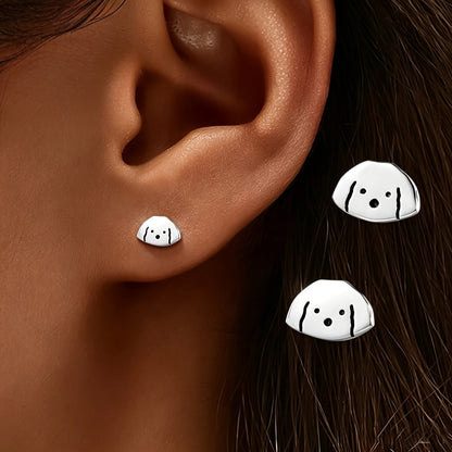 Minimalist Dog Face Stud Earrings