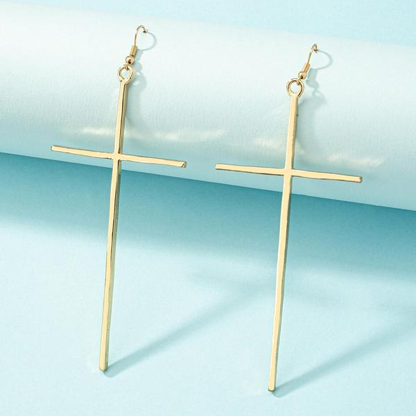 Minimal Exaggerated Cross Earrings