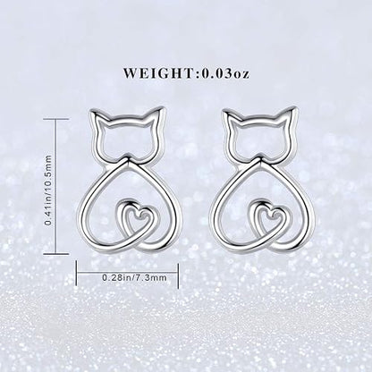Heart Cat Stud Earrings