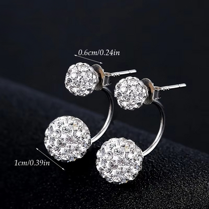Rhinestone Double Ball Hoop Earrings