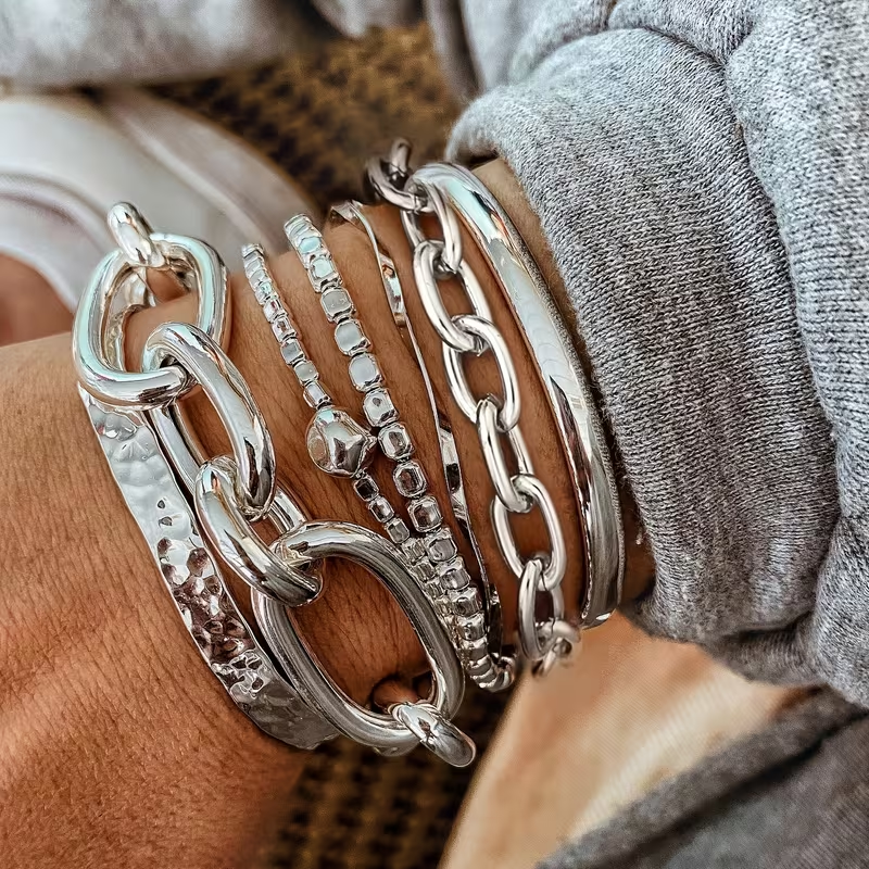 7pc Chunky Stackable Bracelet Set