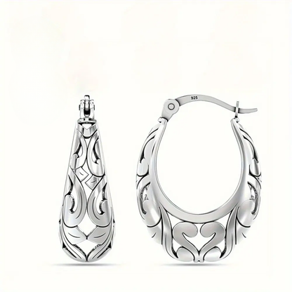 Silver Dangle Hoop Earrings