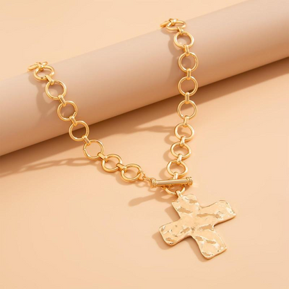 Dainty Cross Toggle Necklace