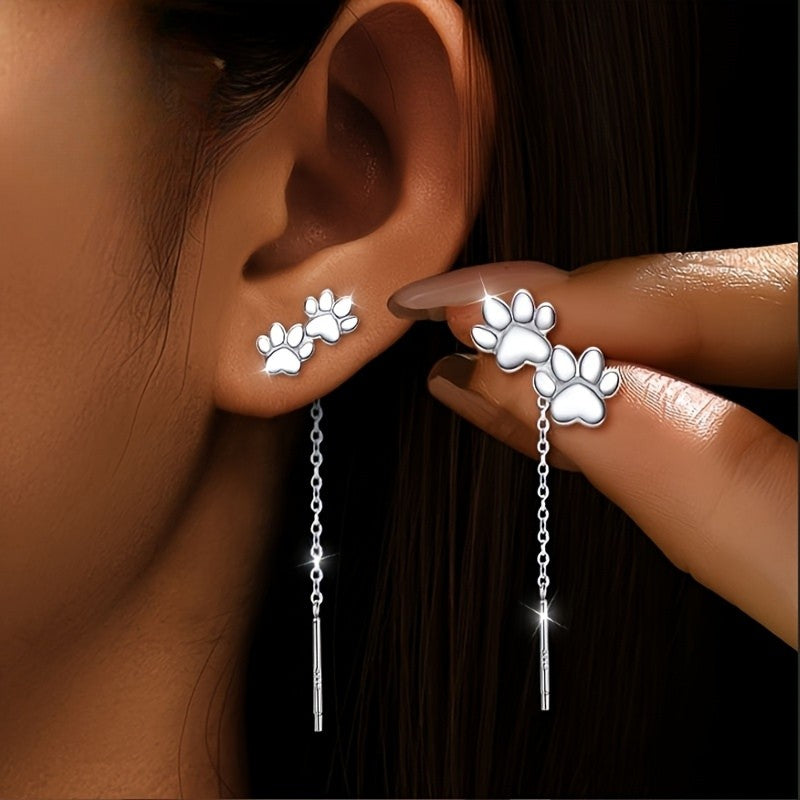 Paw Print Threader Earrings