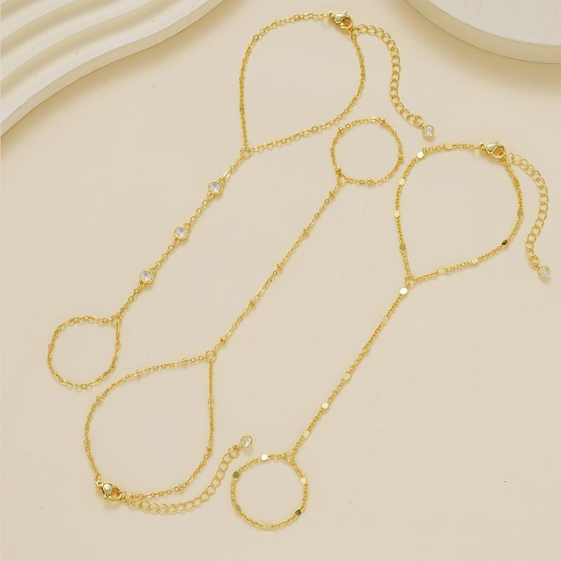 3pc 14k Hand Chain Bracelet