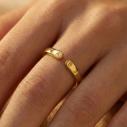 Adjustable Dainty Initial Ring