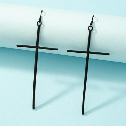 Minimal Exaggerated Cross Earrings