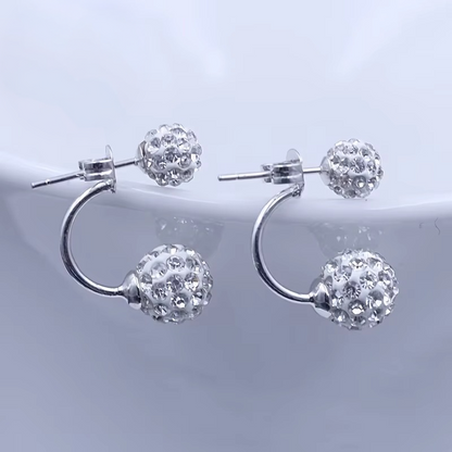 Rhinestone Double Ball Hoop Earrings