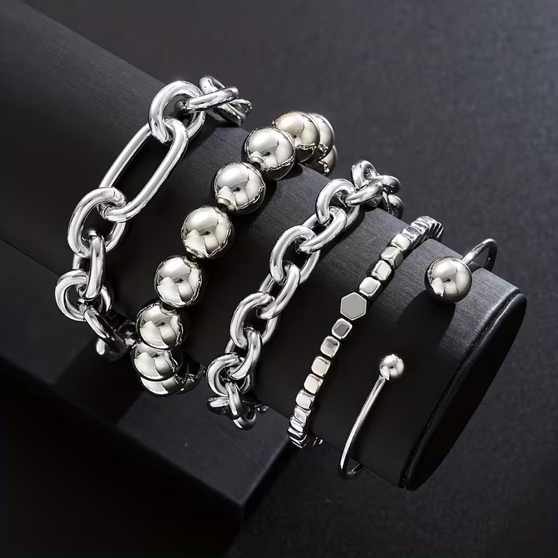 5pc Chunky Stack Bracelet Set
