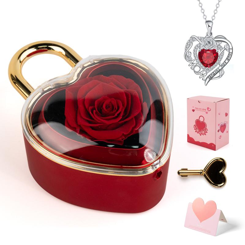 Heart Necklace With Rose Jewelry Box