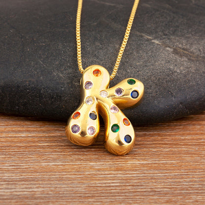 Colorful Gem Bubble Initial Pendant Necklace