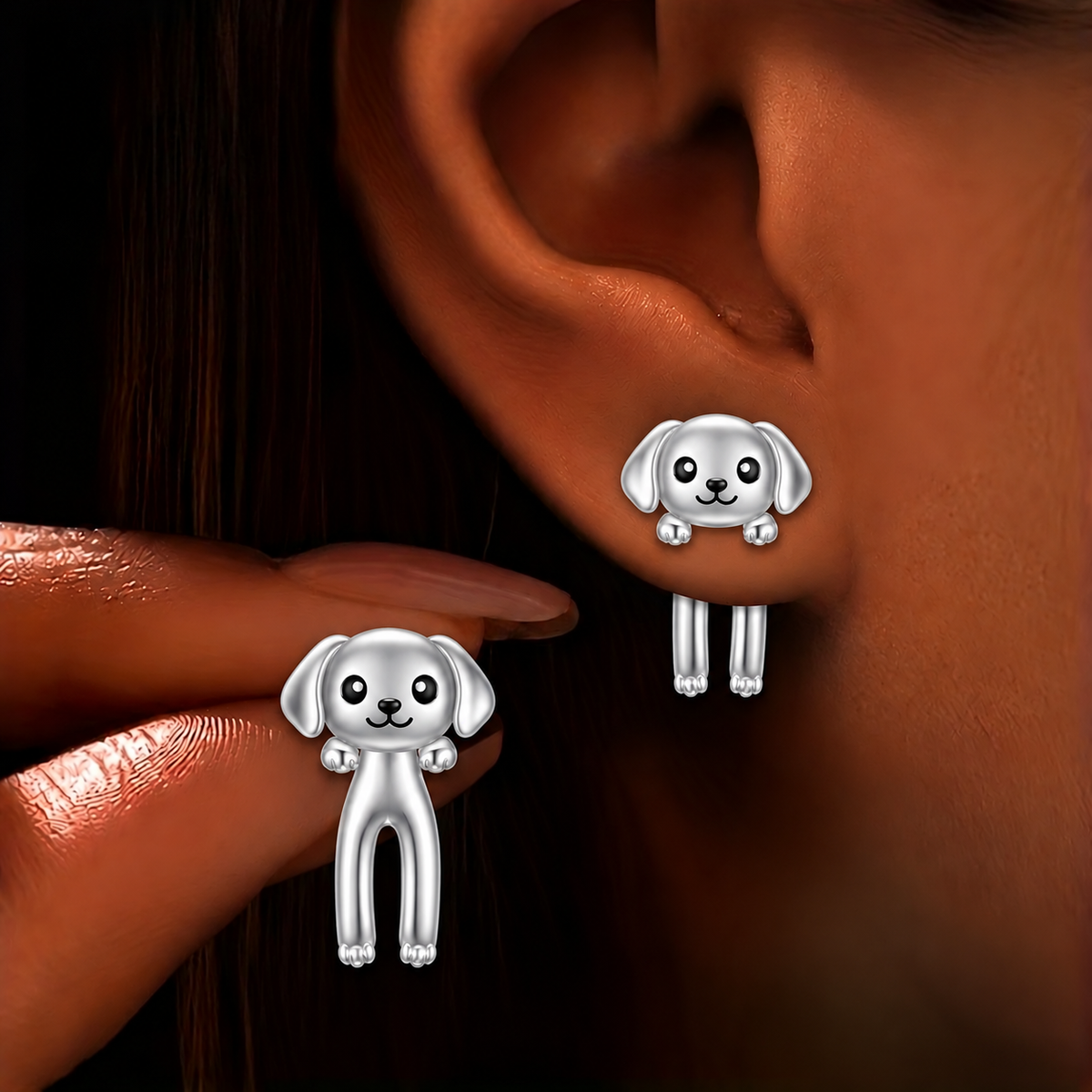 Dangling Puppy Earrings