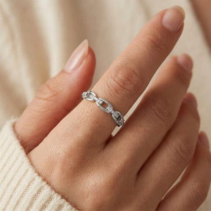 14k Diamond Accented Chain Ring