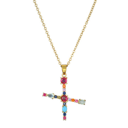 Gold Crystal Initial Pendant Necklace