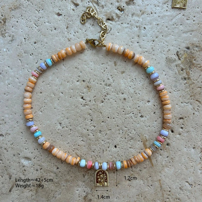 Multicolor Beaded Religious Pendant Necklace