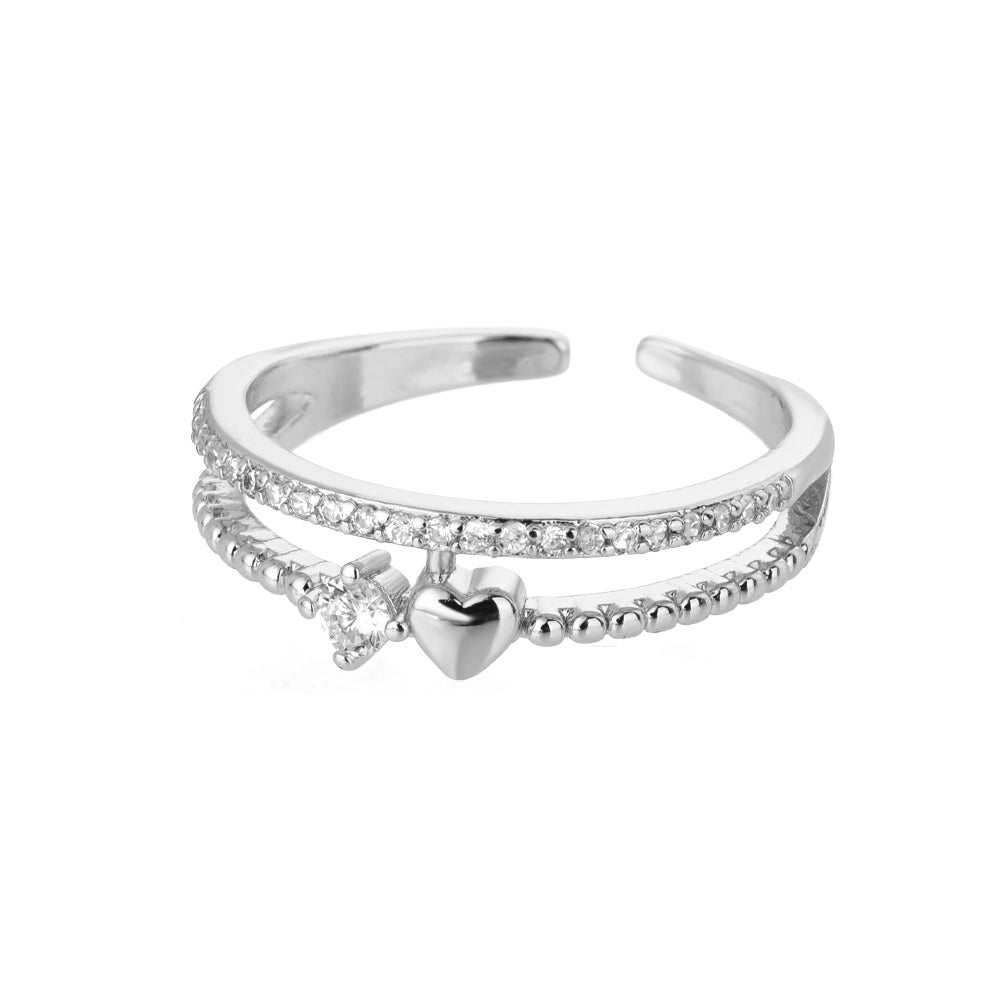 Heart & Solitaire Charm Ring