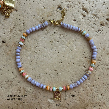 Multicolor Beaded Religious Pendant Necklace