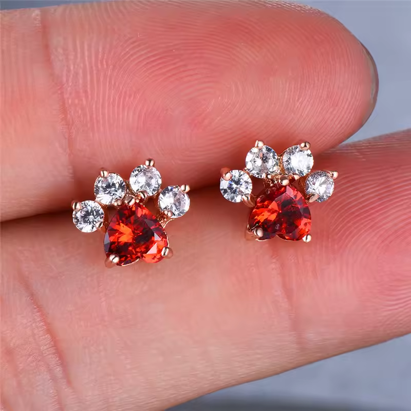 Crystal Cat Paw Earrings