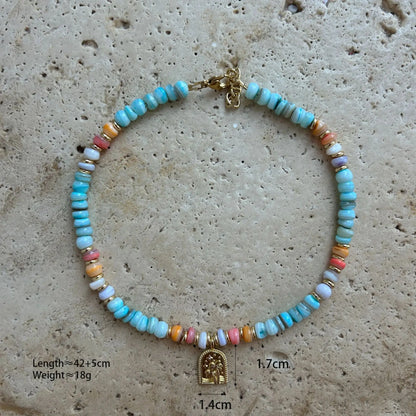 Multicolor Beaded Religious Pendant Necklace