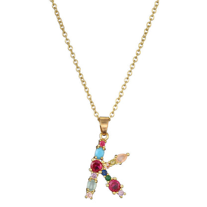 Gold Crystal Initial Pendant Necklace