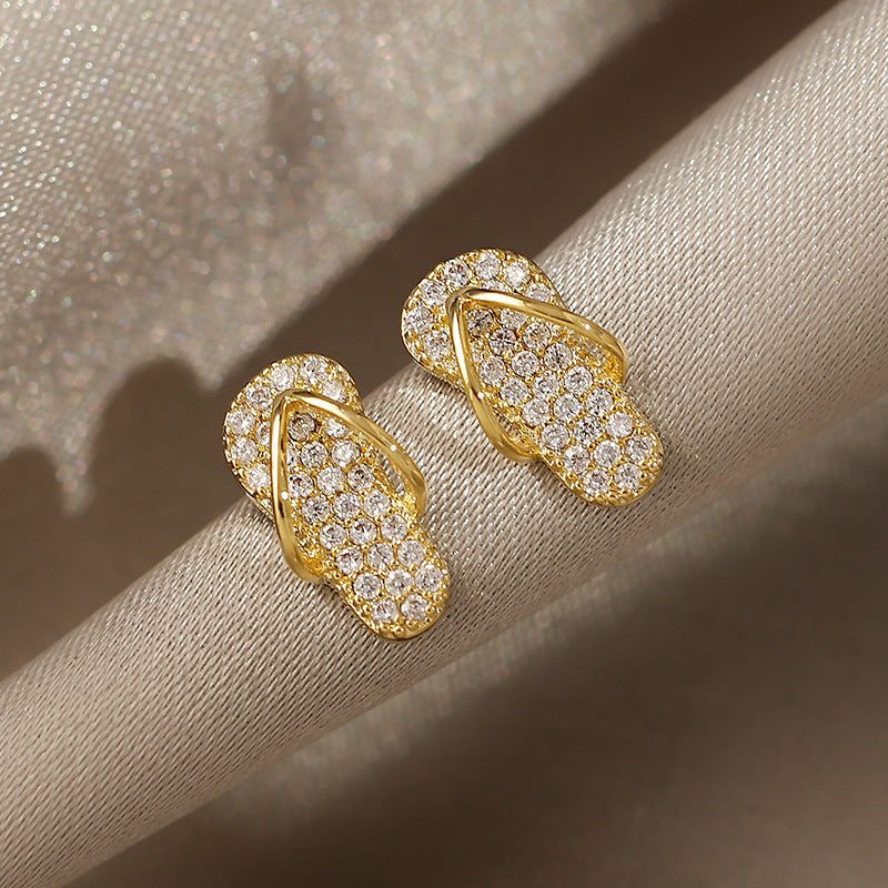 Crystal Flip Flop Stud Earrings